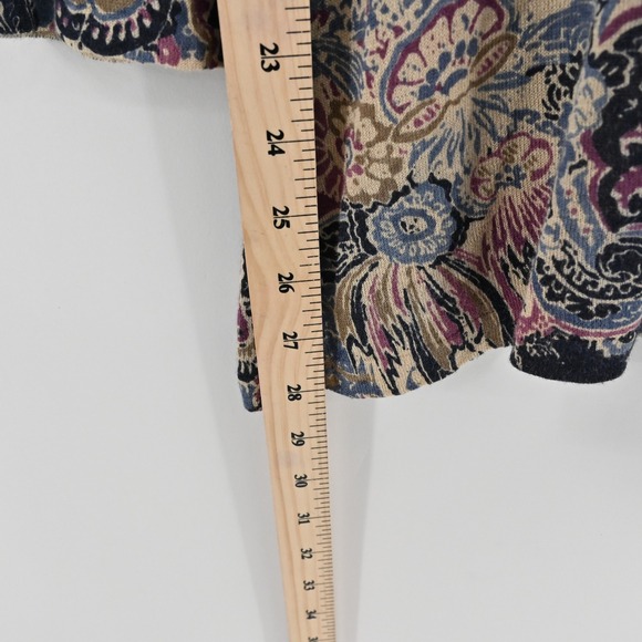 Ralph Lauren Womens Paisley Silk Top Size S Long Sleeve Boat Neck Comfort LRL - Picture 4 of 12